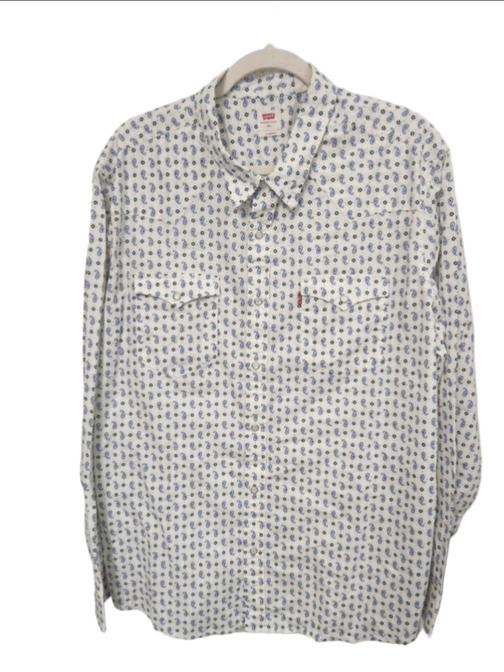 Levi's White & Blue Paisley The Westren Casual Button Down Shirt XXL